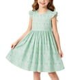 thumbnail image 4 of SGFCWSX Girls Floral Dress Flutter Sleeve Round Neck Summer Casual A-Line Dresses for Teens Green Size 13, 4 of 6