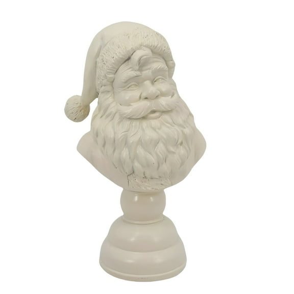 Santa Bust Christmas Tabletop Decoration, White Resin Santa Head Statue for Holiday Home Decor, Festive Figurine for Tabletop, Bookshelf, Office Desk, and Mantle Christmas Ornaments