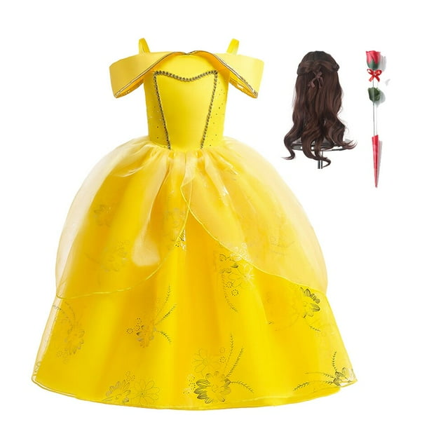 Disney Belle Princess Dress Baby Girls Disfraz de Cosplay Niños Fiesta de cumpleaños de Halloween Dress Up Beauty And the Beast Robe Clothing2-3T (Tag 100) Gao Jinjia LED