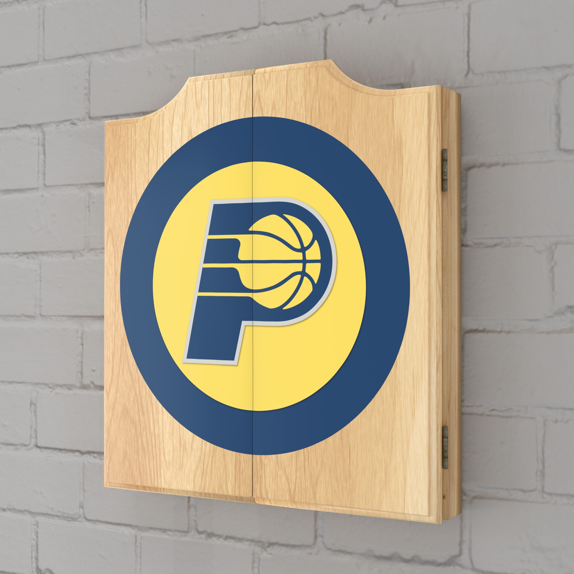 Indiana Pacers Logo Dart Board Cabinet Set with 6 Steel Tip Darts
