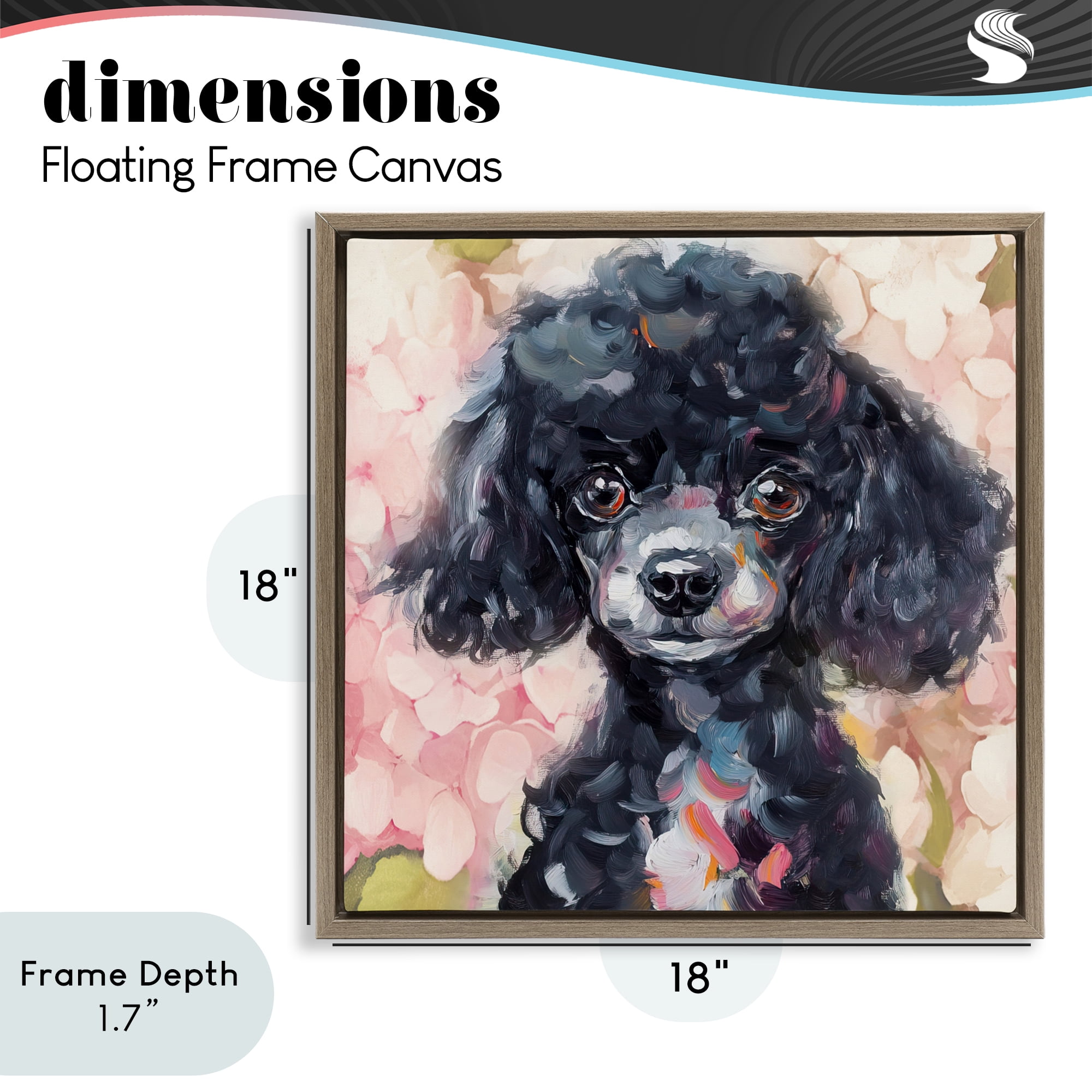 Stupell Industries Little Black Poodle Brown Framed Floater Canvas Wall Art, design by Tina LeCour
