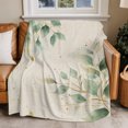 thumbnail image 2 of Flannel Throw Blanket for Couch Sofa Bed, Green Plant on Vintage Linen Soft Cozy Warm Fuzzy Blanket 40x50in, 2 of 9