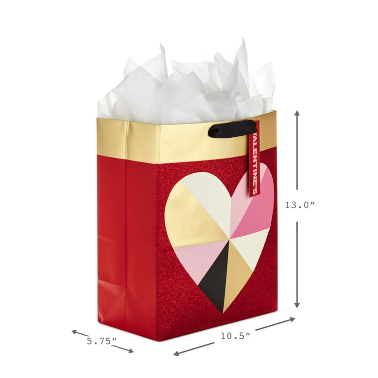 Hallmark 13 Large Valentine's Day Gift Bag with Tissue Paper (Geometric  Heart) 