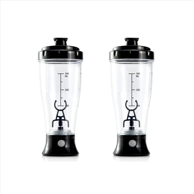 2X Botella de Coctelera de ProteíNas con AgitacióN AutomáTica de 300 ML Movimiento PortáTil EléCtrico Botella de Agua de Mezcla Botella Deportiva Gimnasio A