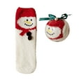 thumbnail image 2 of siminsem Christmas Fuzzy Socks for Women Cozy Fluffy Warm Winter Slipper Socks Cute Soft Plush Holiday Stocking Stuffers Xmas Gifts for Her Family Friends, K,A, 2 of 5