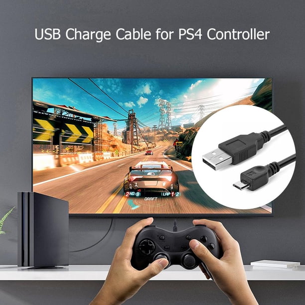 Cable cargador micro USB de 3 m para controlador inalámbrico Sony PS PS4
