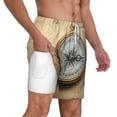 thumbnail image 3 of Picia Magnetic Old Compass On World Map pattern Mens Swim Trunks with Compression Liner Stretch Beach Shorts Quick Dry with Zipper Pockets No-Chafing Board Shorts-Large, 3 of 9