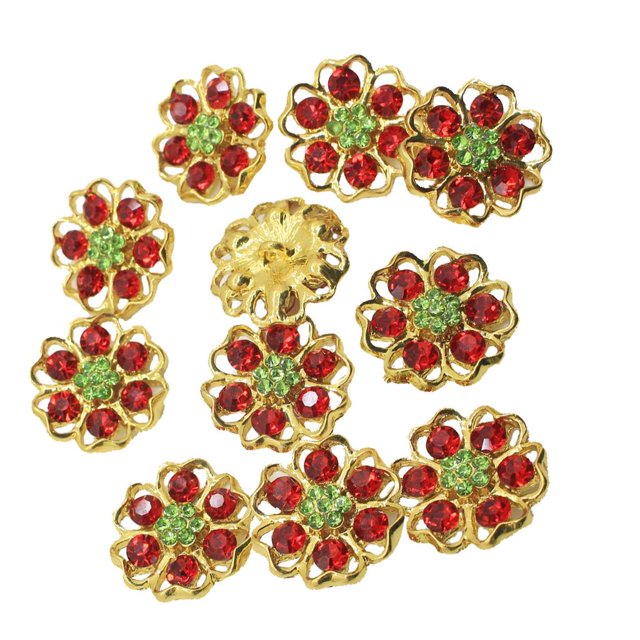 10 botones de aleación de flores con de imitación, botones de vástago, adornos para decoración, costura, manualidades, 25mm Soledad Botones del rhinestone