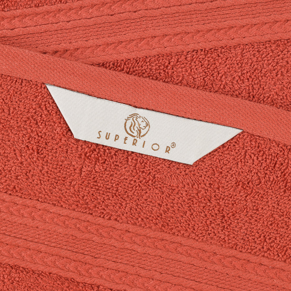 Superior Eco-Friendly Cotton Solid 12-Piece Rust Towel Set