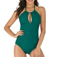 thumbnail image 2 of Swimsuit for Women 2024 Pimelu One-Piece Swimsuit for Women Womens Push up Bathing Suit Sexy Slim fit Cut out Halter Monokini Swimwear Ladies Girls Beach Pool Party Modest Swimsuit, 2 of 7