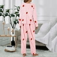 thumbnail image 3 of Arlun Womens Casual Pajamas Sets Coral Long Sleeve Crewneck Tops and Wide Leg Elastic Waist Long Pants Cute Printing Sleepwear 2 Piece Sets Sleepwear Loungewear Pjs Pink One Size, 3 of 5