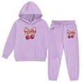 thumbnail image 6 of Girls Boys 2 Piece Sweatsuits Cute Sweatsuits for Teens Drop Shoulder Hoodie and Soft Sweatpants Casual Outfit Sportwear OutfitSize 8-9 Years, A-Purple, 6 of 6