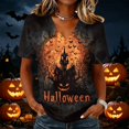 thumbnail image 2 of Trgacdwlo Womens Halloween Shirts Vintage Ghost Pattern Fall Short Sleeve Tops for Women Funny Pumpkin Graphic Pullover Tops, 2 of 5