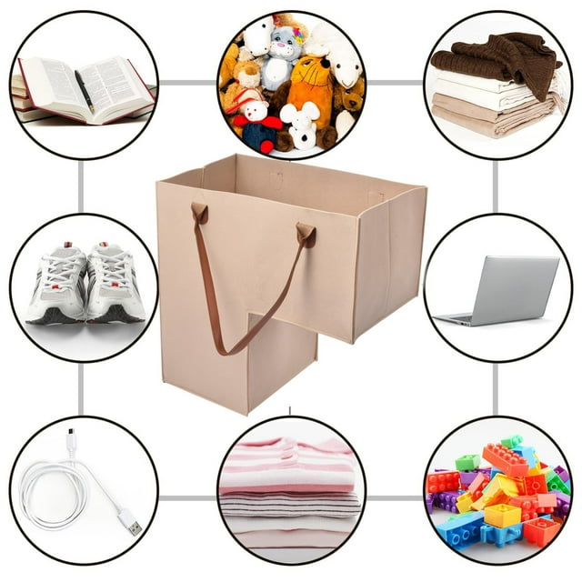 Panier de Rangement pour Escalier, Pliable, Poignée en Cuir Synthétique, Gain de Place, Rangement pour Jouets, Linge, Design Robuste, pour la Maison, Solution Compacte, PENDANE, A