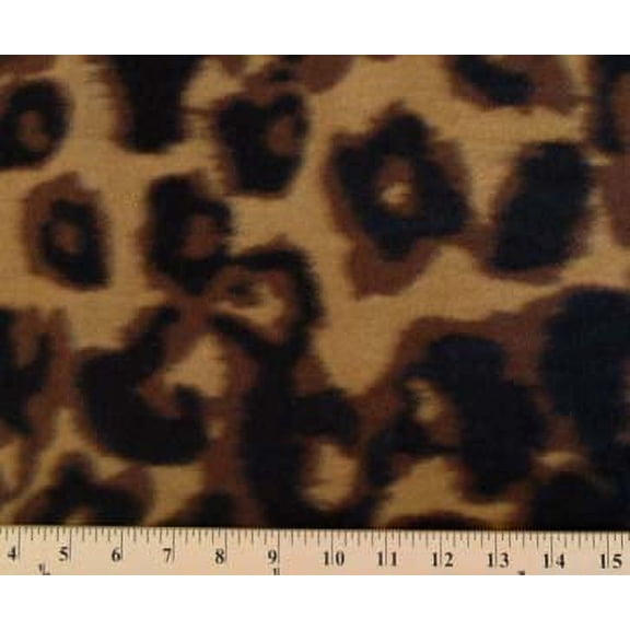 Fleece Brown and Black Leopard Spots and Skin Fleece Fabric Print by the Yard oscan2333q