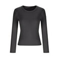 thumbnail image 5 of Base Layer for Women Crew Neck Long Sleeve Solid Color Tops Dark Gray 2XL, 5 of 5