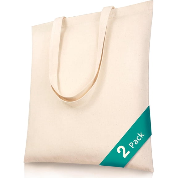 XIBUFE Canvas Tote Bags,15 X 16 in - 100% Cotton Blank Reusable Grocery & Craft Tote Bag with Long Handles