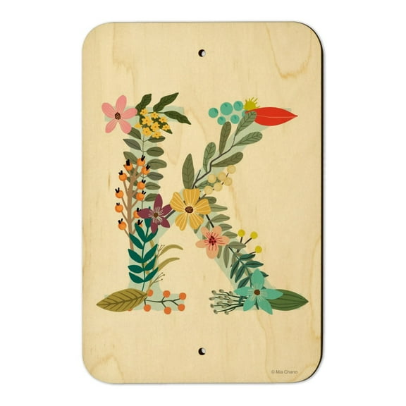 Letter K Floral Monogram Initial Home Business Office Sign