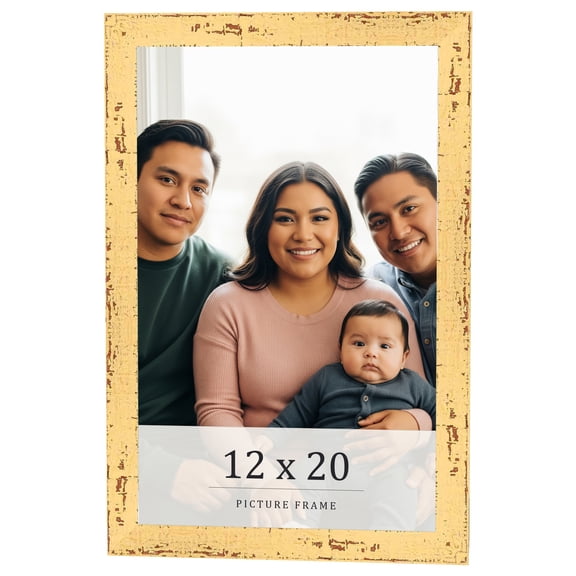 12x20 Frame Yellow Real Wood Picture Frame Width 1.25 inches | Interior Frame Depth 0.5 inches |