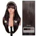 thumbnail image 3 of Wig with Bangs Long Layered Straight Wigs for Women, Realistic Scalp, Free Parting, Heat Resistant Synthetic Wig for Daily Party Use(Brown, 26 Inch), 3 of 6