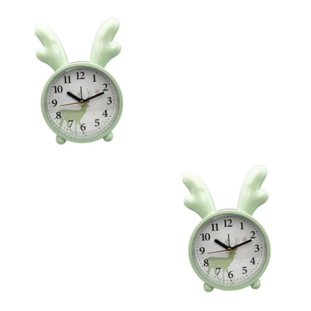 relayinert Cute Rabbit Deer Shaped Alarm Clock for Bedroom Nordic Style Playful and Endearing Green Deer 2Set