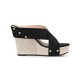 thumbnail image 3 of BLISSFUL STEP Women's Shoes Platform Wedge Cross Strap Studs Fabric Upper Open Toe Heels Sandals  Black 8.5, 3 of 7
