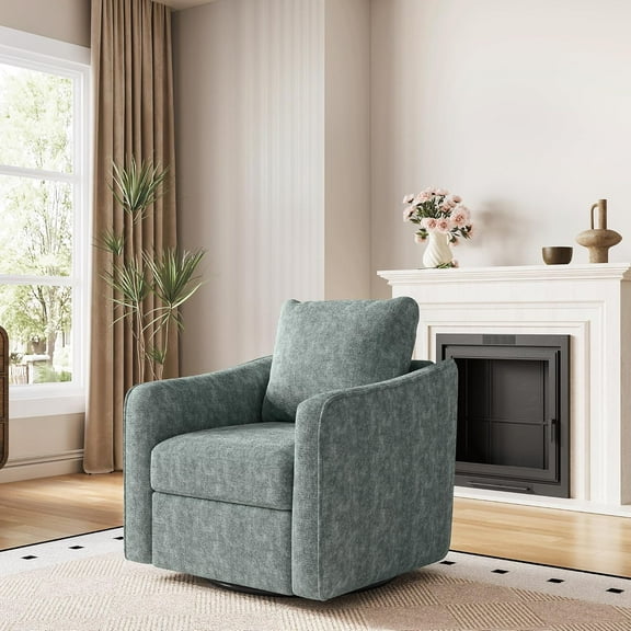 Oversized 360°Swivel Armchair,30.7" Wide Accent Chair with Ergonomic Backrest,Mid-Century Modern Comfy Single Chairs,Reading Chair for Living Room, Office, Bedroom & Nursery
