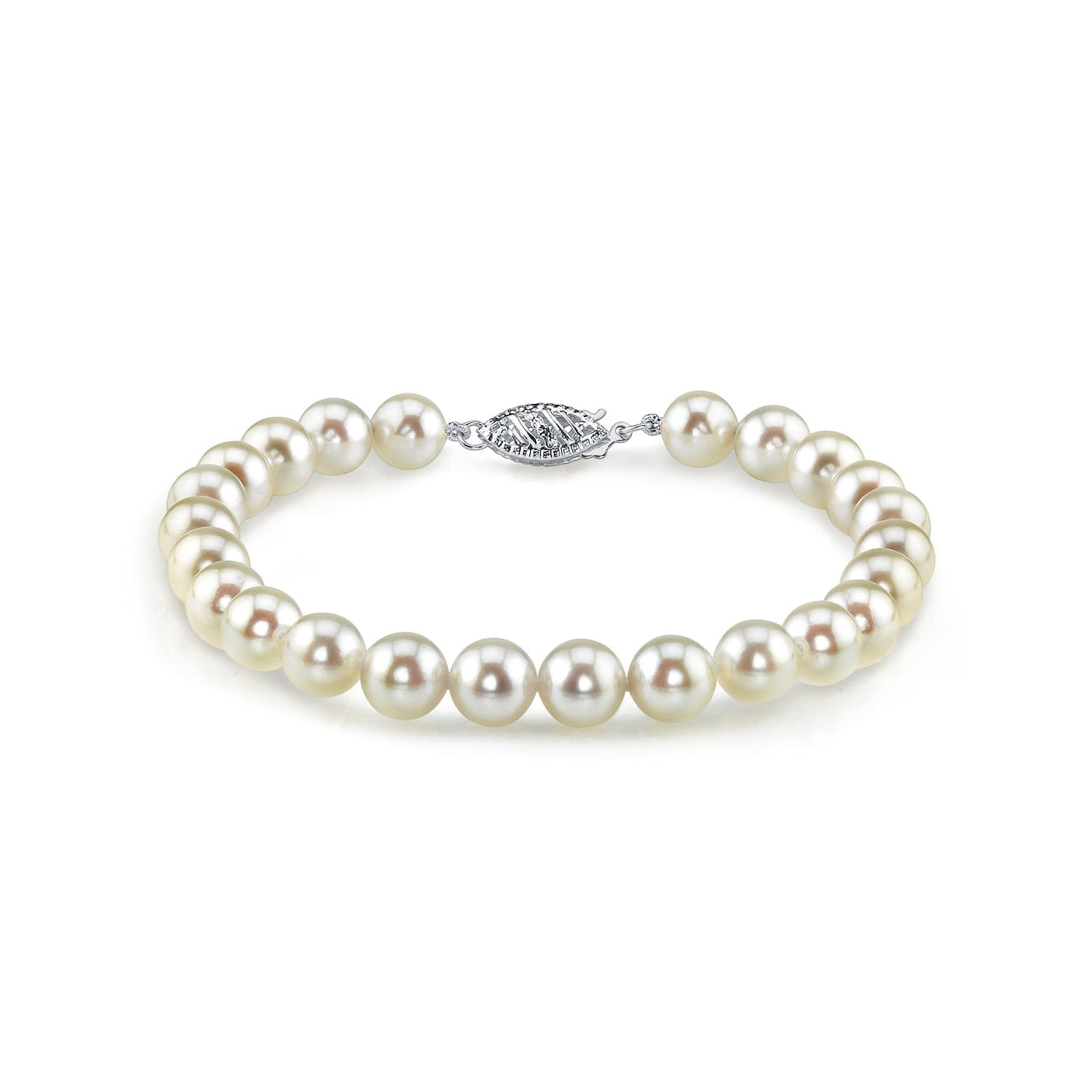 Radiance Pearl 14k Gold AAA-quality White Akoya Pearl Bracelet (8.5-9mm) by Overstock