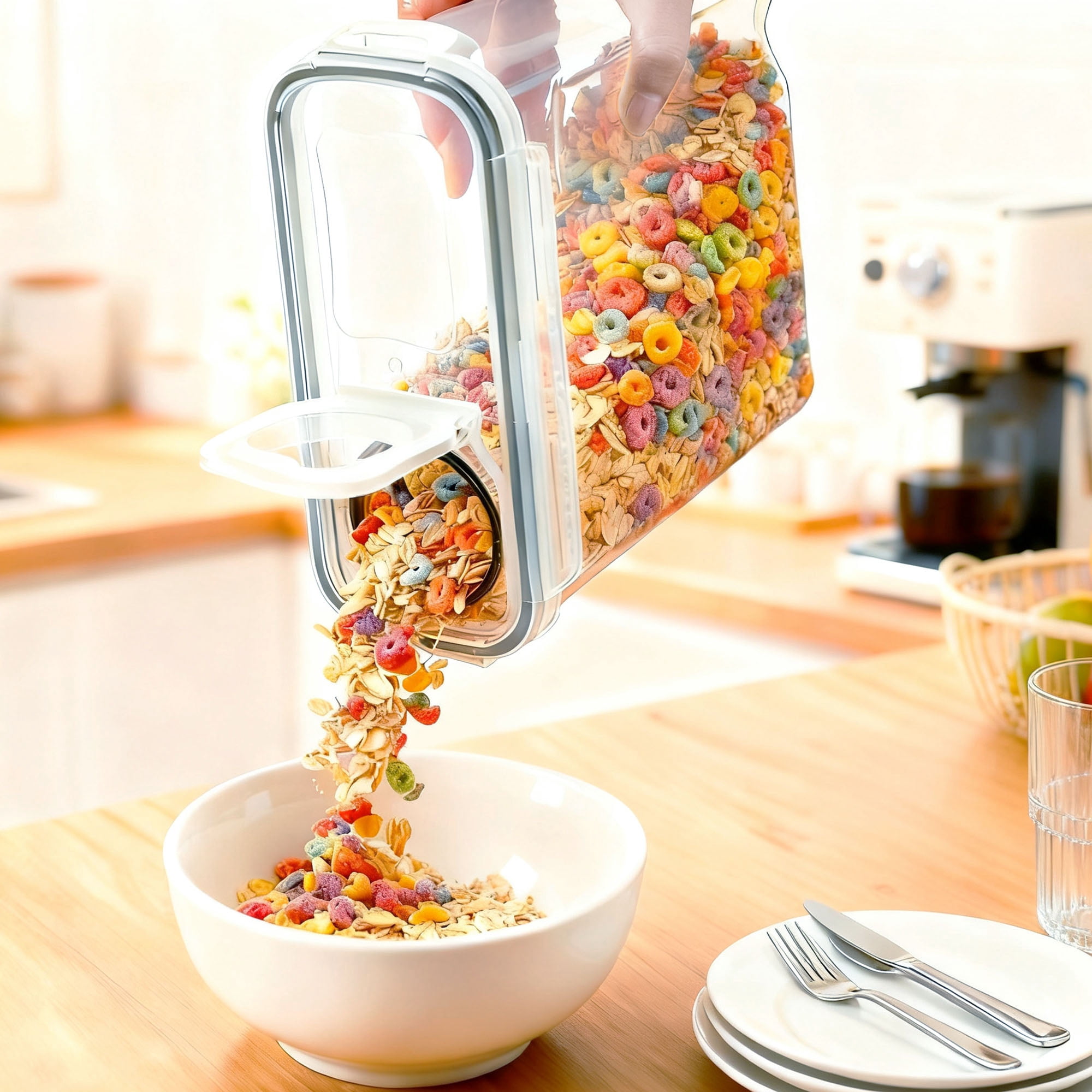 GARITIN Cereal Container, Airtight Food Storage Containers, Plastic Cereal Storage Containers with Lids, Cereal Dispenser Keeper for Dry Food, Kitchen Pantry Organization Containers, 135 fl oz
