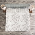 thumbnail image 3 of Ambesonne Nature Quilted Bedspread Set 3 Pcs, Romantic Home Flowers, King Size, Pale Grey, 3 of 3