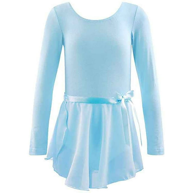 Liyamei Girls Long Sleeve Dance Dress Ballet Leotard Two Piece For Performance Practice And Recital,7-8 Years