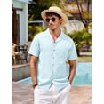 thumbnail image 2 of Coshow Men's Cotton Linen Shirts Short Sleeve Hawaiian Floral Button Down Beach Shirt Casual Holiday Shirts, 2 of 5