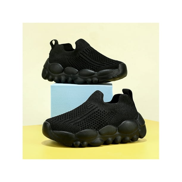 LUXUR Girls Boys Sock Sneakers Sports Walking Shoe Knit Upper Running Shoes  Lightweight Trainers Kids Black 11.5C 