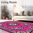 thumbnail image 2 of ODIKA 8'x10' Machine Washable Non-Slip Area Rug, Aristocratic Embellished Symmetrical Interwoven High Traffic Rug with Pad, Pink, 666291, 2 of 8