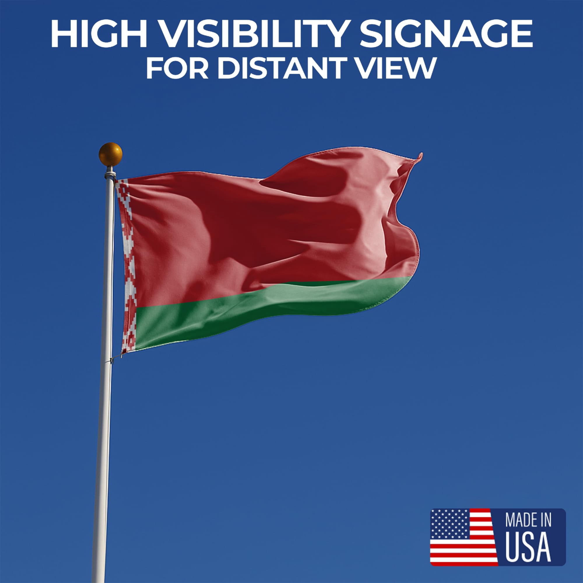 Belarus Outdoor Flag (1x1.5ft) by DreamController - Durable, Fade-Resistant Polyester, Double-Stitched, Brass Grommets - HD Printed Eastern Europe Flag - Made in USA