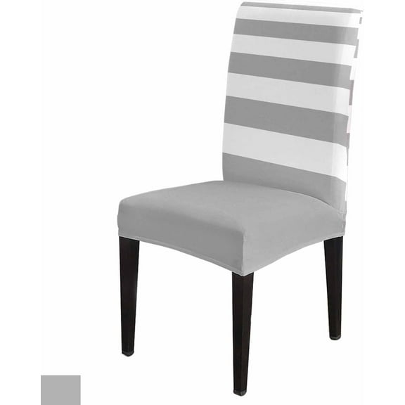Chair Covers Grey and White Stripe Dining Chair Slipcovers Simple Style Stretch Removable Chair Seat Protector Home Dinning Room Party Decoration Set of 6