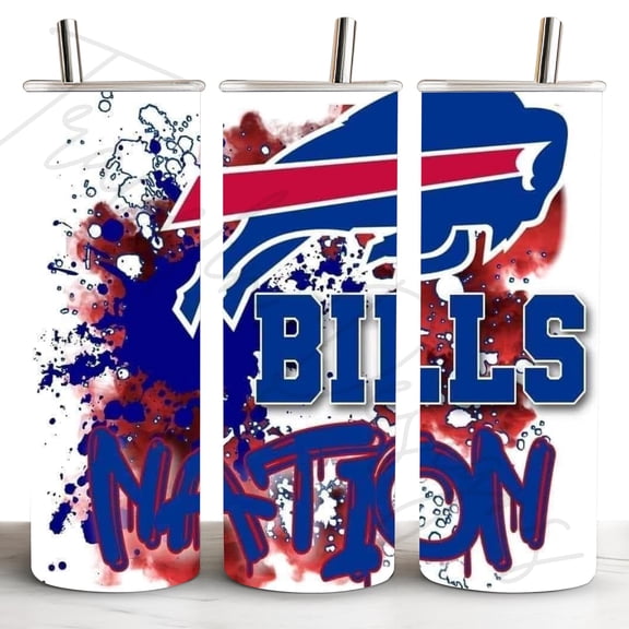 [NO STRAW] Buffalo Tumbler 20oz Stainless Steel Football Team Bills Nation