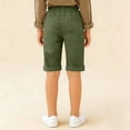 thumbnail image 5 of Kids Casual Solid Color Knee-Length Shorts, Elastic Waist Rolled Hem Bermuda Pants for Everyday Wear and Holiday Trips Blackish Green 120, 5 of 5