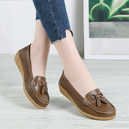 

Moccasin Flat Shoes For Women Soft Sole Casual Sandal Leather Breathable Comfortable Shoes