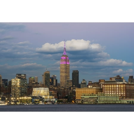 Empire State Building at sunset with colour honouring the Cupus Foundation of America New York City New York United States of America Canvas Art - F M Kearney  Design Pics (19 x