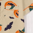 thumbnail image 4 of Elegyee Girl's Halloween Pajamas Pumpkin Short Sleeve Button Down Shirt Shorts Sleepwear, Khaki, Size 13-14, 4 of 8