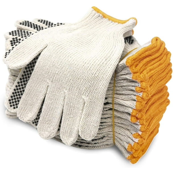 Guantes de trabajo Evridwear de algodón y poliéster tejidos en forma de S, 12 pares
