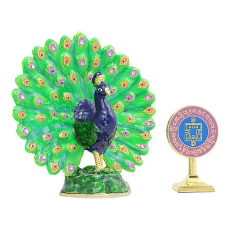 Feng Shui Magic peacock with Anti-Burglary Plaque