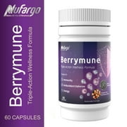 Berrymune Triple-Action Immune, Antioxidant & Energy Booster | Elderberry, Vitamin C, B-Complex and Zinc | All-Season Wellness Supplement for Men and Women | 60 Capsules by NUFARGO
