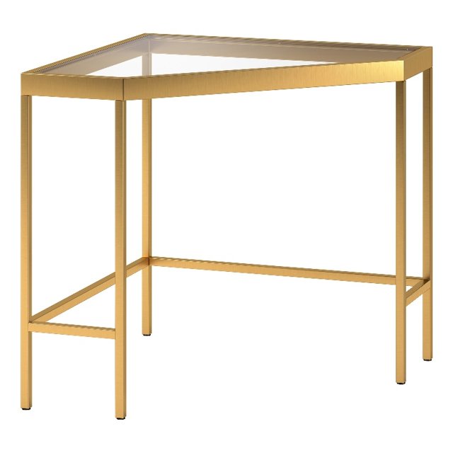 Henn&Hart Bureau d'Angle en Métal Moderne avec Plateau en Verre Trempé en Or