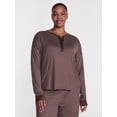 thumbnail image 2 of Joyspun Women's Cozy Lounge Collection Hacci Long Sleeve Henley Sleep Top, Sizes XS to 3X, 2 of 7
