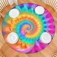 thumbnail image 2 of Colorful Tie Dye Mandala Pattern Round Fitted Tablecloth with Elastic Edge,Dining Table Cover Waterproof,Outdoor Round Tablecloth for Camping,Dining,Indoor and Outdoor, 2 of 7