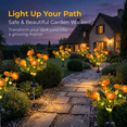 thumbnail image 5 of Rirool 2-Pack Orange Solar Peony Flower Garden Stake Lights, Warm White LED Outdoor Waterproof Decorative Lights with Auto On/Off for Yard Lawn Patio Pathway Walkway Flower Bed Decor, 5 of 8