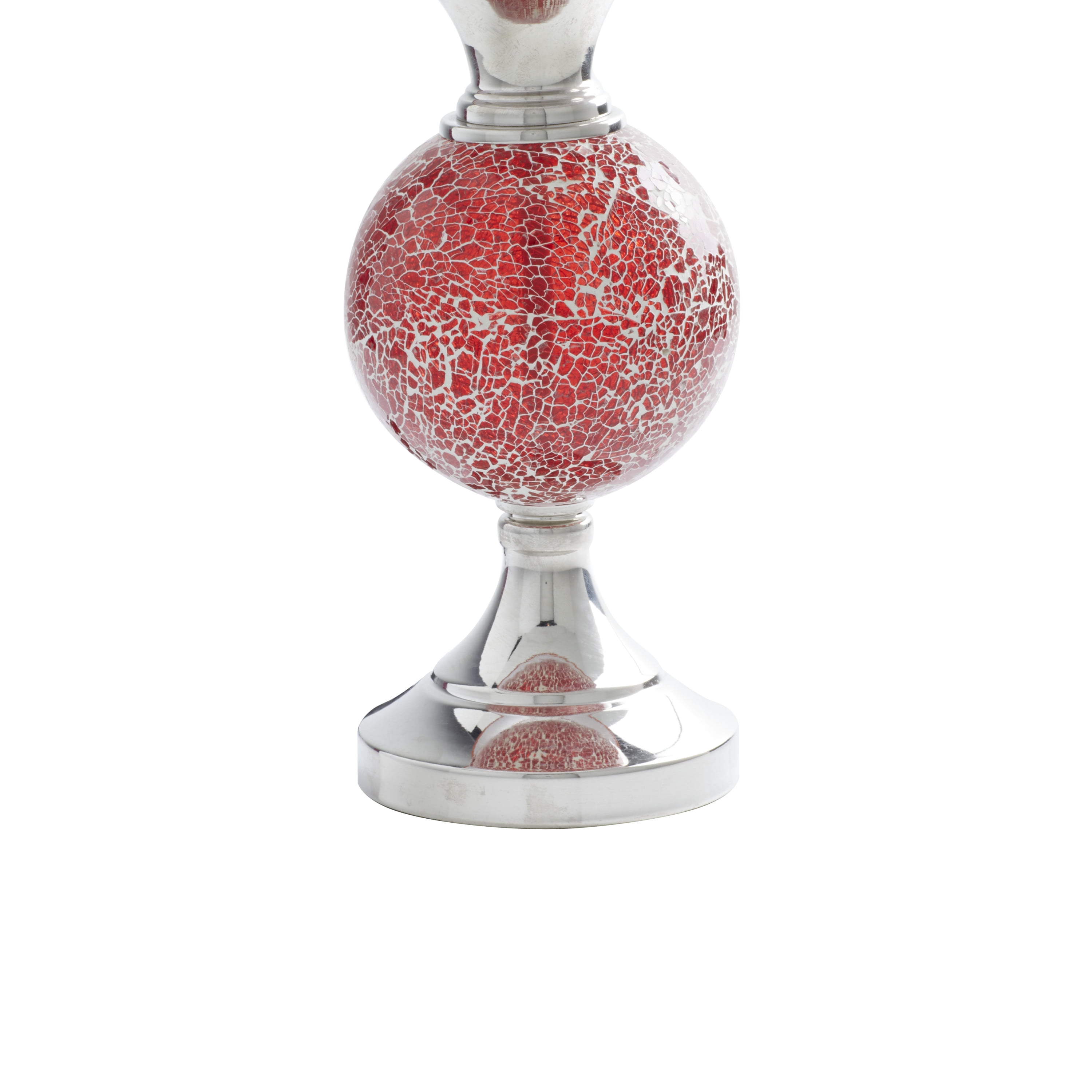 DecMode Red Glass Glam Table Lamp 25", Set of 2