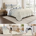 thumbnail image 6 of King Quilt Set 96''x106'', Blue Flower Lightweight Bedspread Coverlet Set with 2 Pillow Shams, Farmhouse Eucalyptus Retro Country Plant Breathable All Season Quilt Bedding for Bedroom/Guest Room, 6 of 9